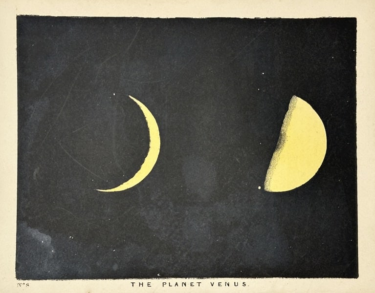 Charles Blunt (1803–1878) – The Planet Venus – Hand-Coloured Aquatint Engraving: Elegant hand-coloured aquatint engraving depicting the planet Venus, rendered with scientific accuracy and artistic refinement. Part of Charles Blunt’s The Beauty of the Heavens series, this print i