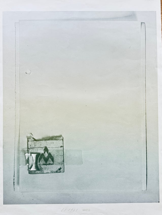 Franz Eggenschwiler (1930–2000) – "Folder" from Ufo-Mappe – Offset Lithograph (1970): This conceptual work by Swiss artist Franz Eggenschwiler is titled Folder and was issued in 1970 as part of his Ufo-Mappe series. The composition features a ghostly impression of a folded surface, mar