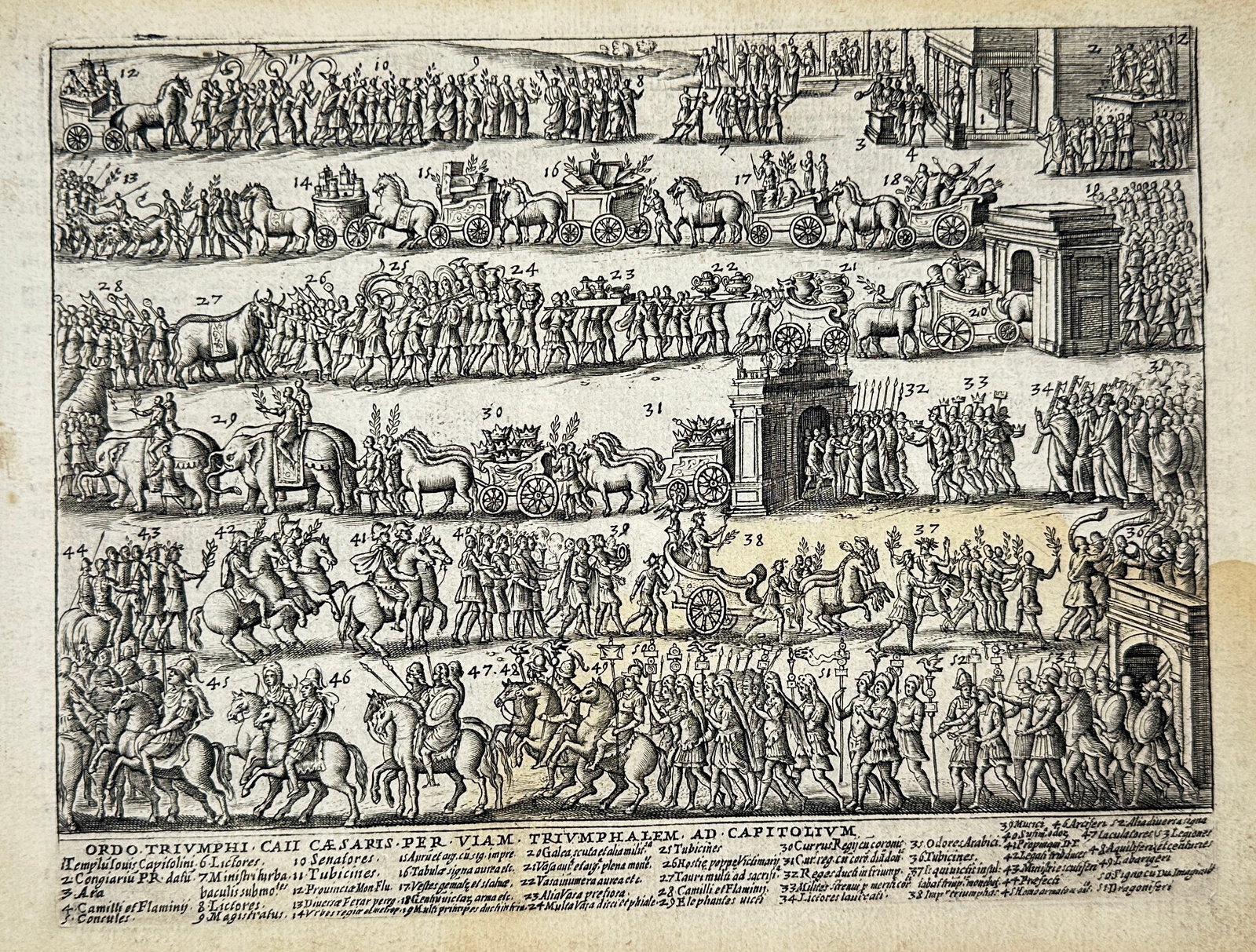 Giacomo Lauro – Ordo Triumphi Caii Caesaris per Viam Triumphalem ad Capitolium – Engraving (1 of 3)