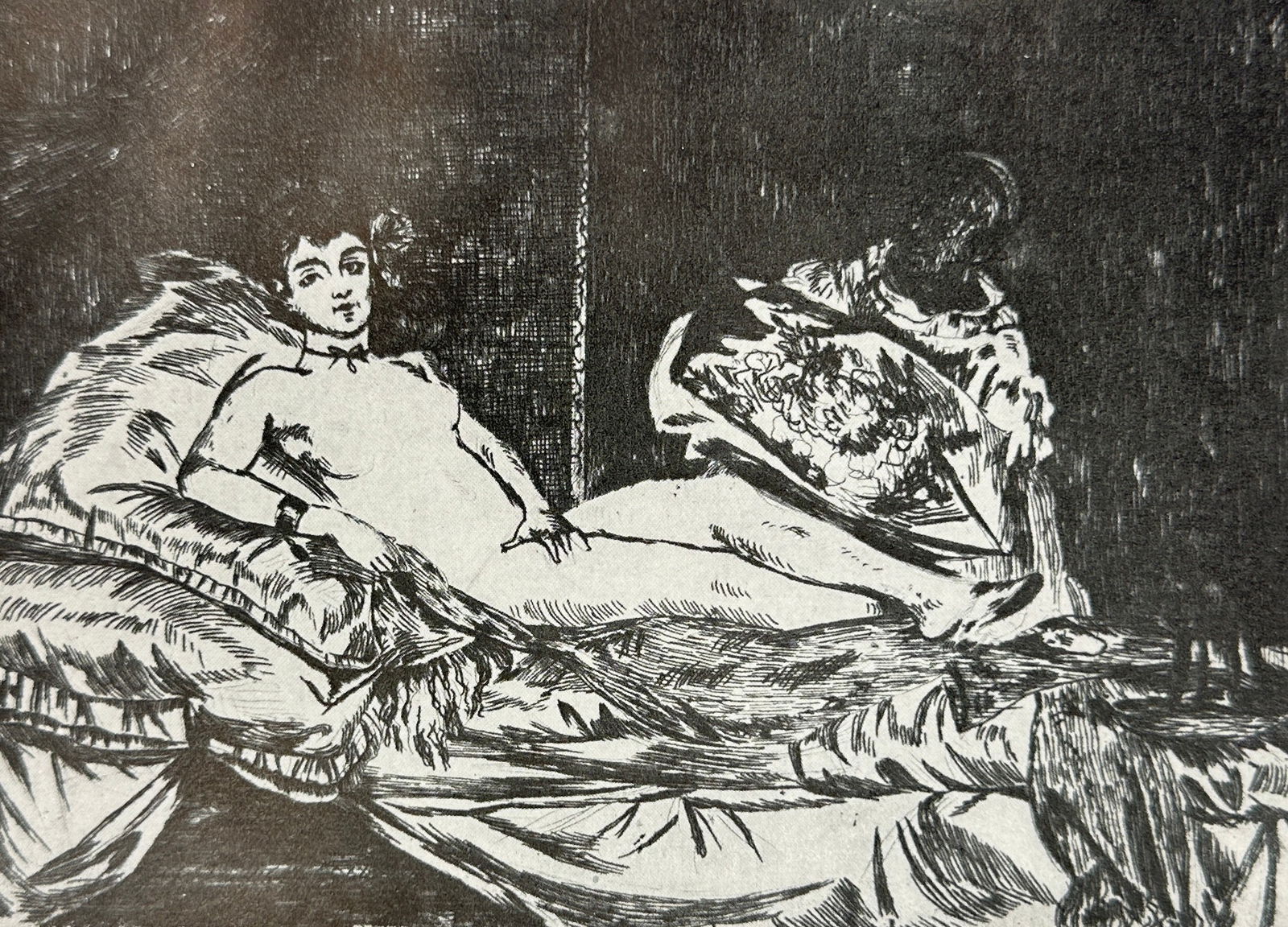 Édouard Manet (1832–1883) – Olympia – Lithograph Reproduction (Mid-20th Century): This lithograph reproduction captures Édouard Manet’s iconic 1863 painting Olympia, one of the most groundbreaking works in the history of modern art. Originally exhibited at the Paris Salon, the p