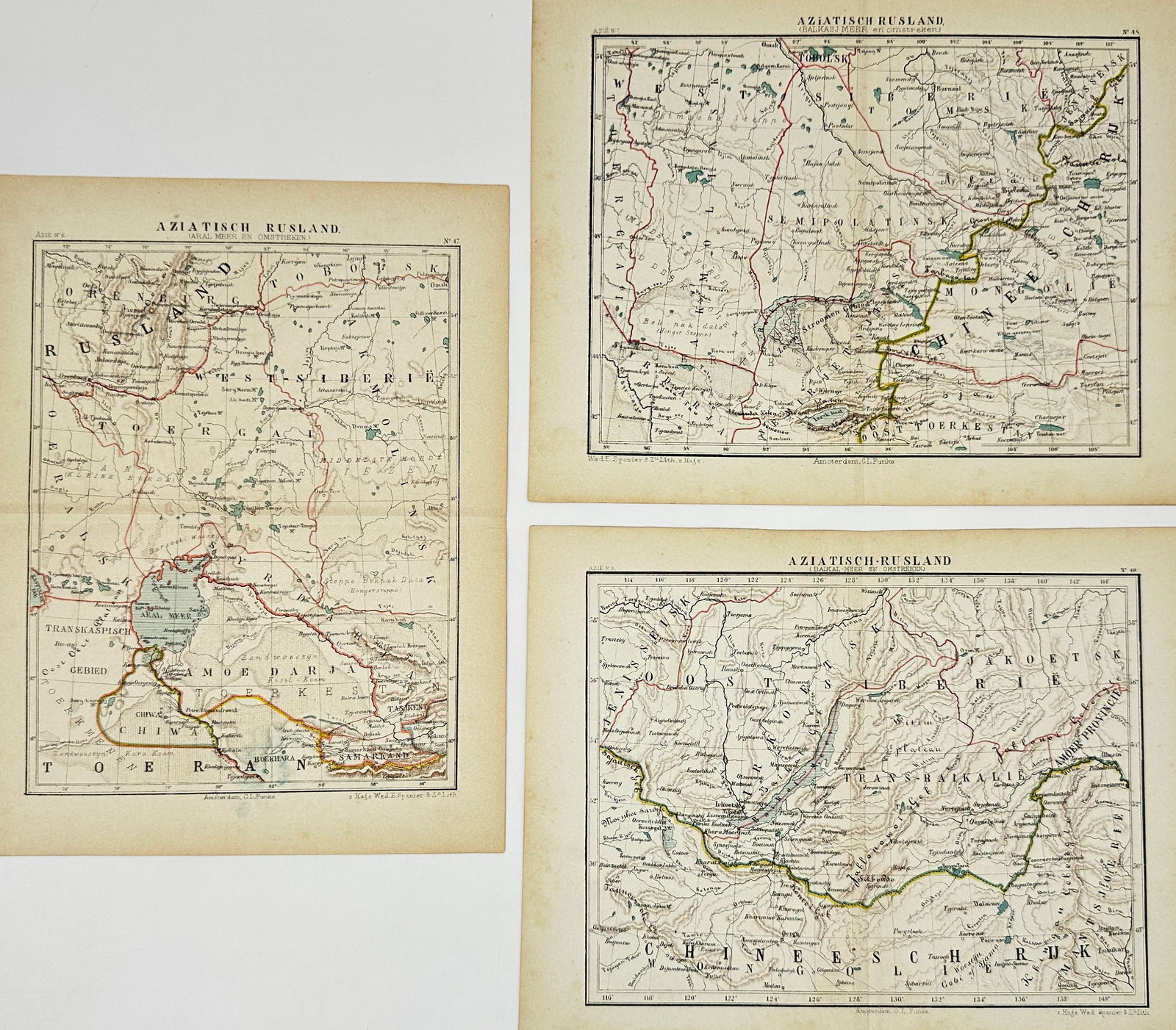 Jacob Kuyper – Set of 3 Maps of Asiatic Russia: Aral Sea Region, Balkhash Lake Region (1 of 3)