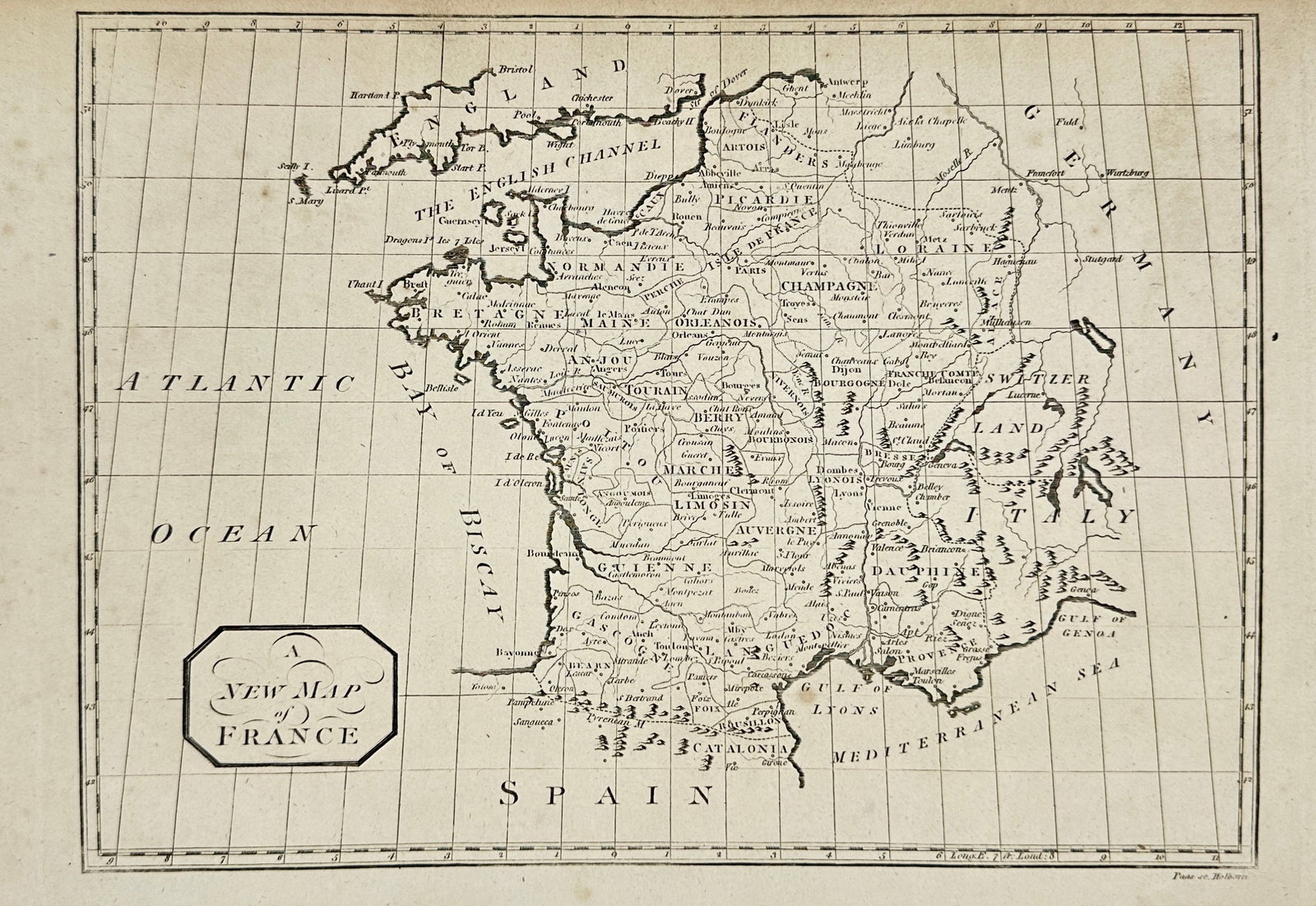 John Paas – A New Map of France – Copperplate Engraving – ca. 1800 (1 of 3)
