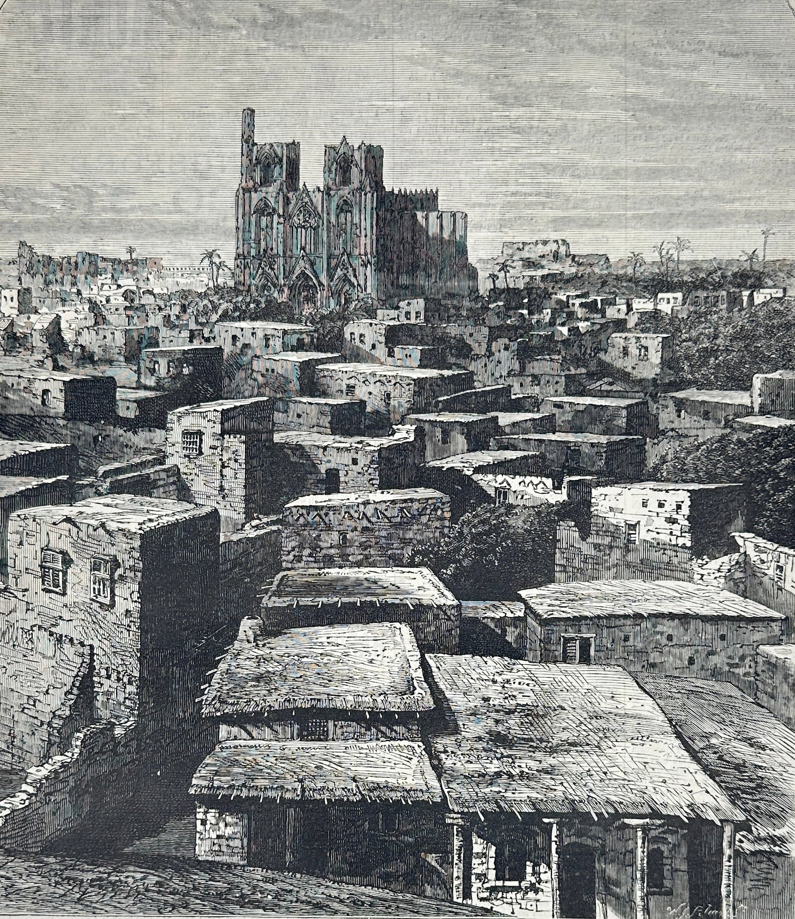 Harper's Weekly – Famagusta, the Ancient Venetian Port of Cyprus – Original Engraving: This original engraving from Harper's Weekly, dated August 17, 1878, depicts Famagusta, the ancient Venetian port city of Cyprus, illustrating the historical architecture and urban landscape of the re