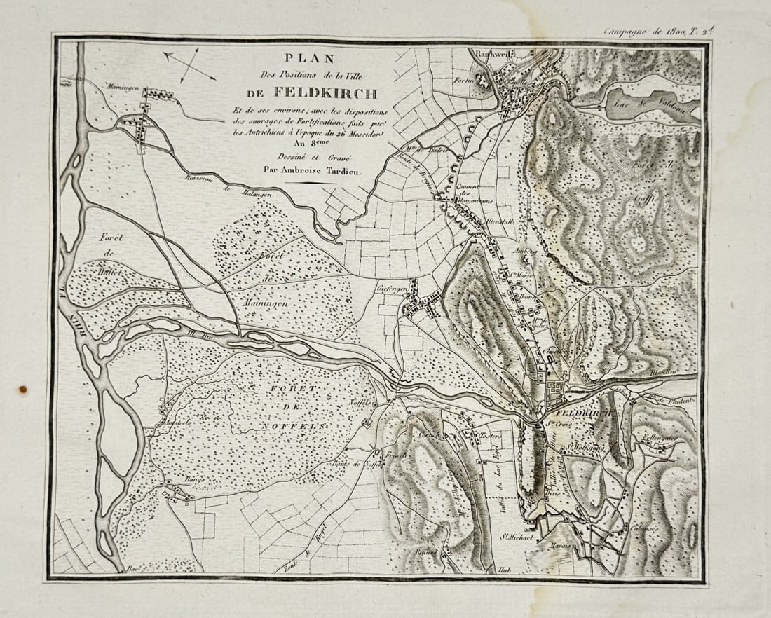 Ambroise Tardieu (1788–1841) – Map of the Battle of Feldkirch – Engraved Map (Early 19th (1 of 3)