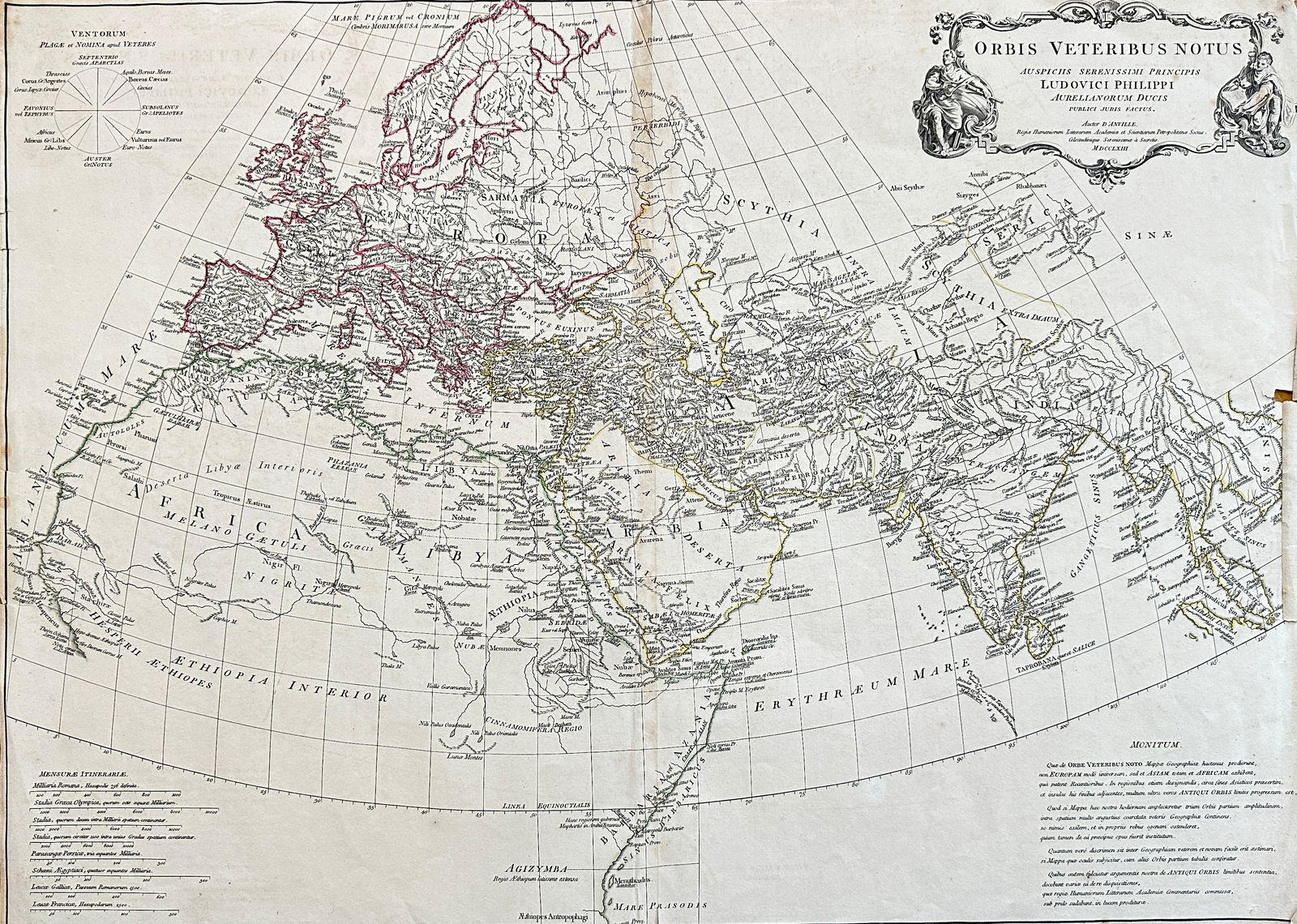 Jean-Baptiste Bourguignon d’Anville (1697–1782) – Orbis Veteribus Notus – Engraved Map (1 of 3)