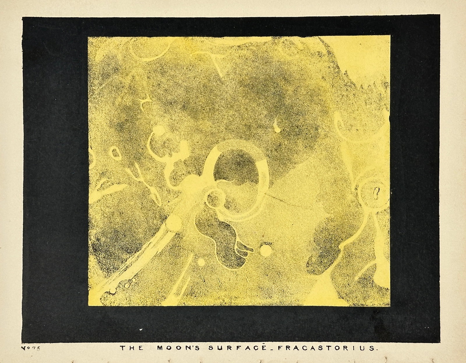 Charles Blunt – The Moon’s Surface: Fracastorius – Lithograph – 19th Century: This atmospheric lithograph by Charles Blunt depicts the lunar crater Fracastorius, located on the southern edge of Mare Nectaris. Rendered in striking monochromatic tones with a grainy, almost ethere