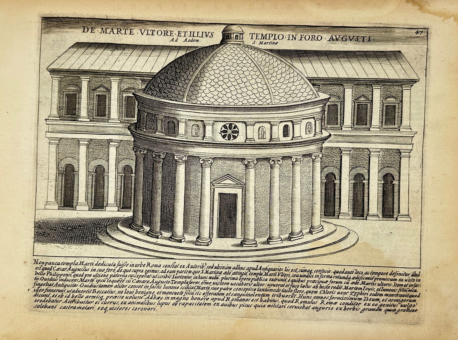 Giacomo Lauro – Temple of Mars Ultor in the Forum of Augustus – Copperplate Engraving (1 of 3)