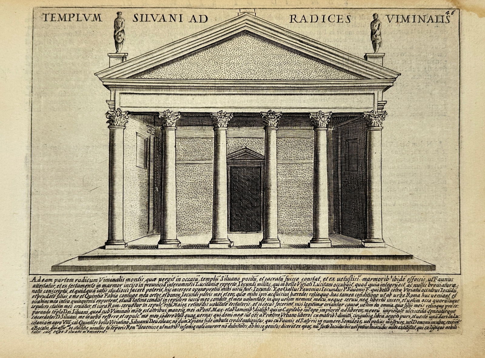 Giacomo Lauro – Temple of Silvanus at the Foot of the Viminal Hill – Copperplate Engraving (1 of 3)