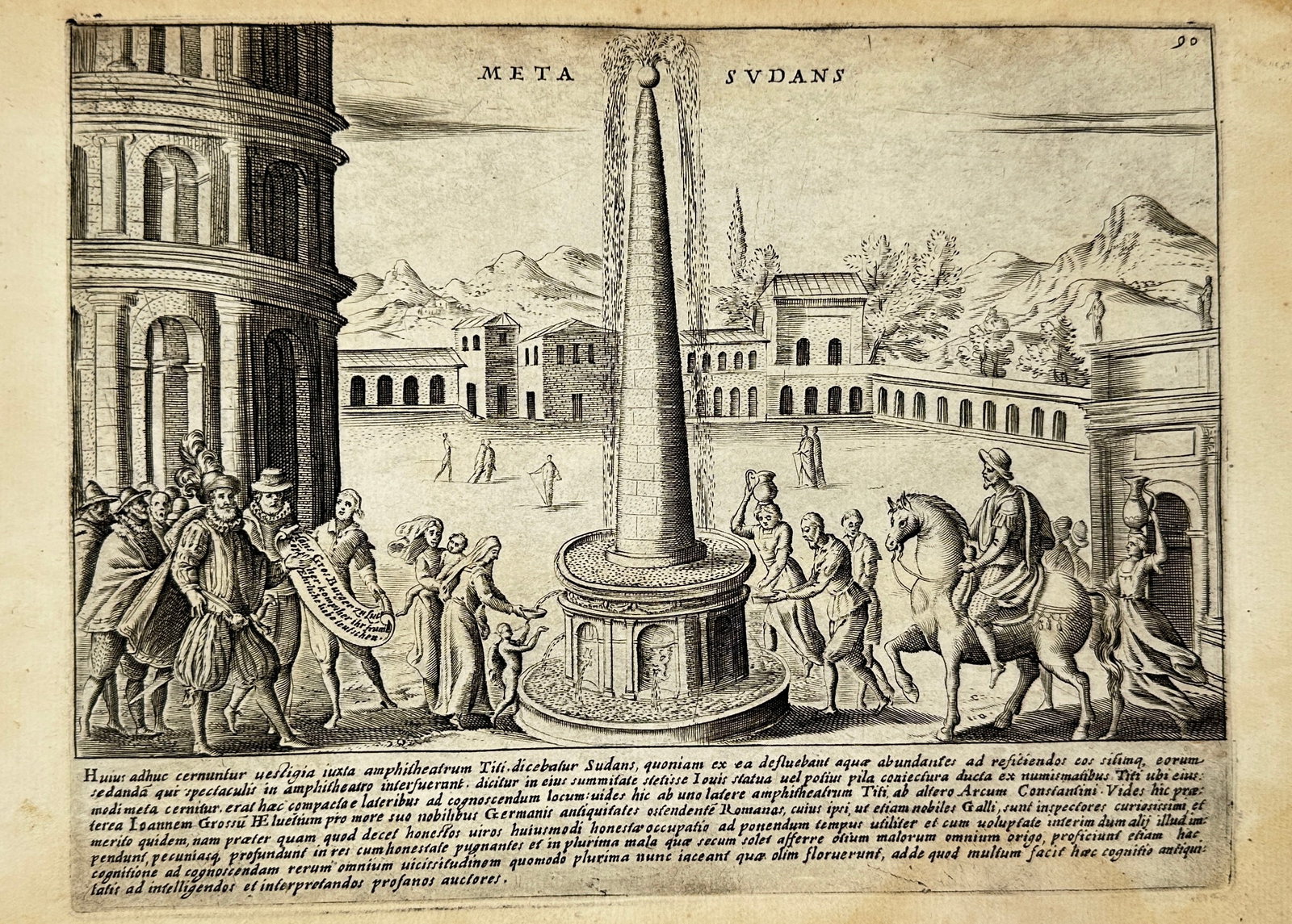 Giacomo Lauro – Meta Sudans – Copperplate Engraving – Late 16th Century (1 of 3)