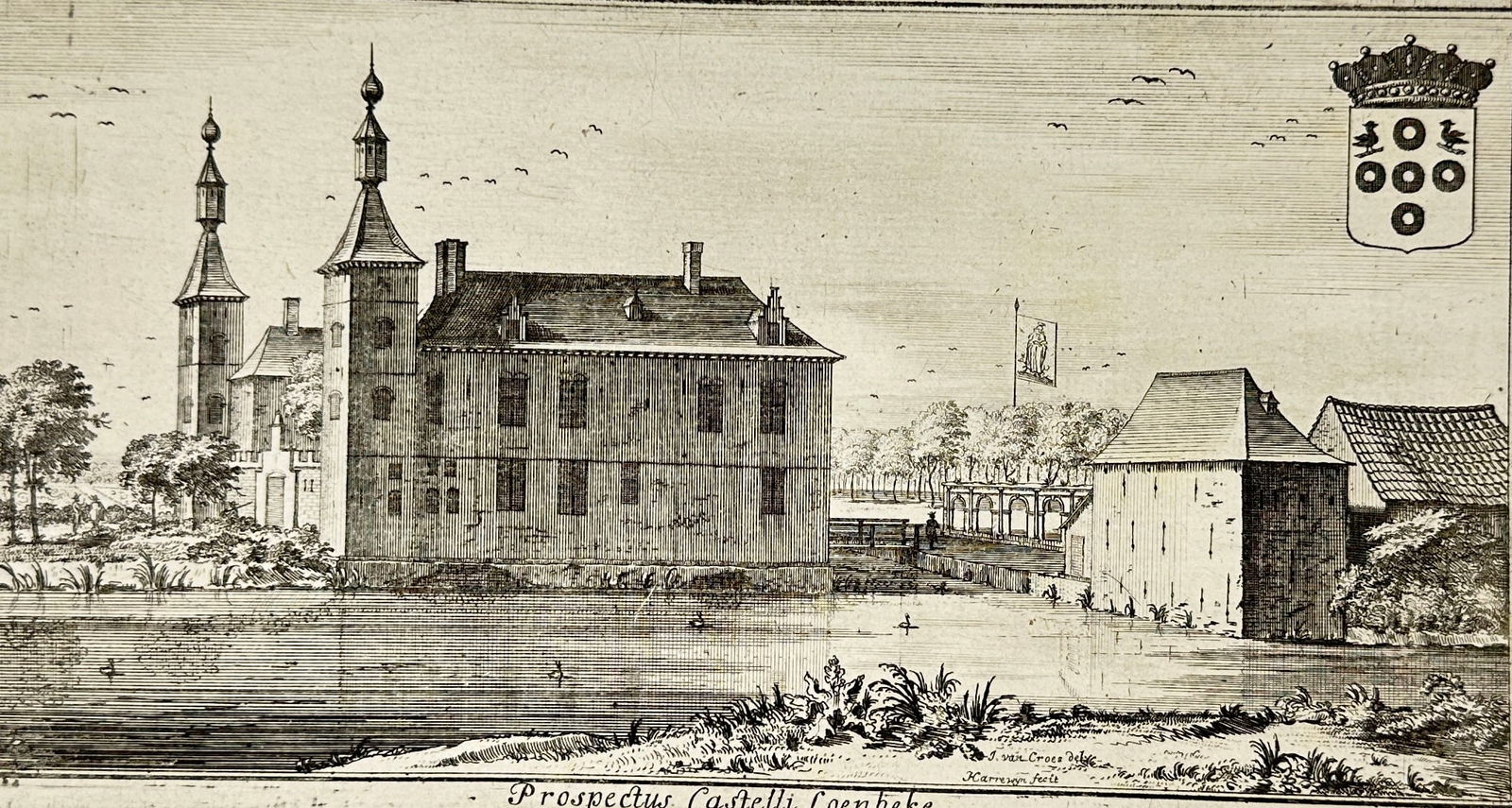 Cornelis Croes & Jacques Le Roy – Prospectus Castelli Loenbeke – Copperplate Engraving (1 of 3)