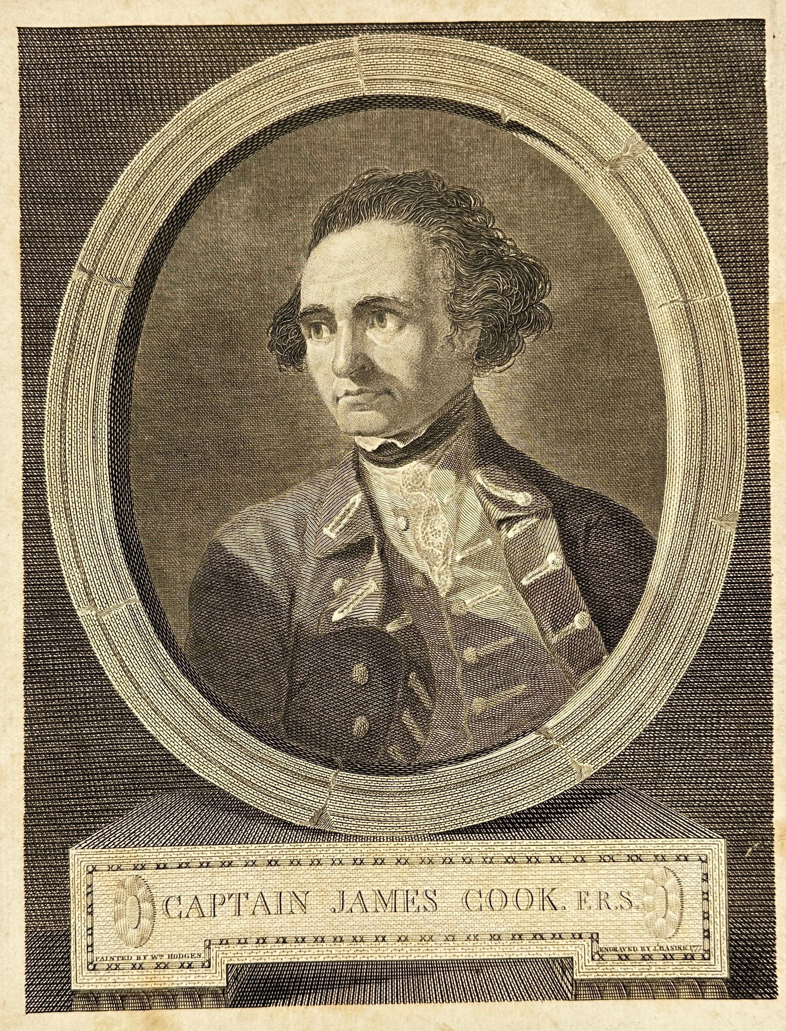 William Hodges – Portrait of Captain James Cook, F.R.S. – Copperplate Engraving – c.1784 (1 of 3)