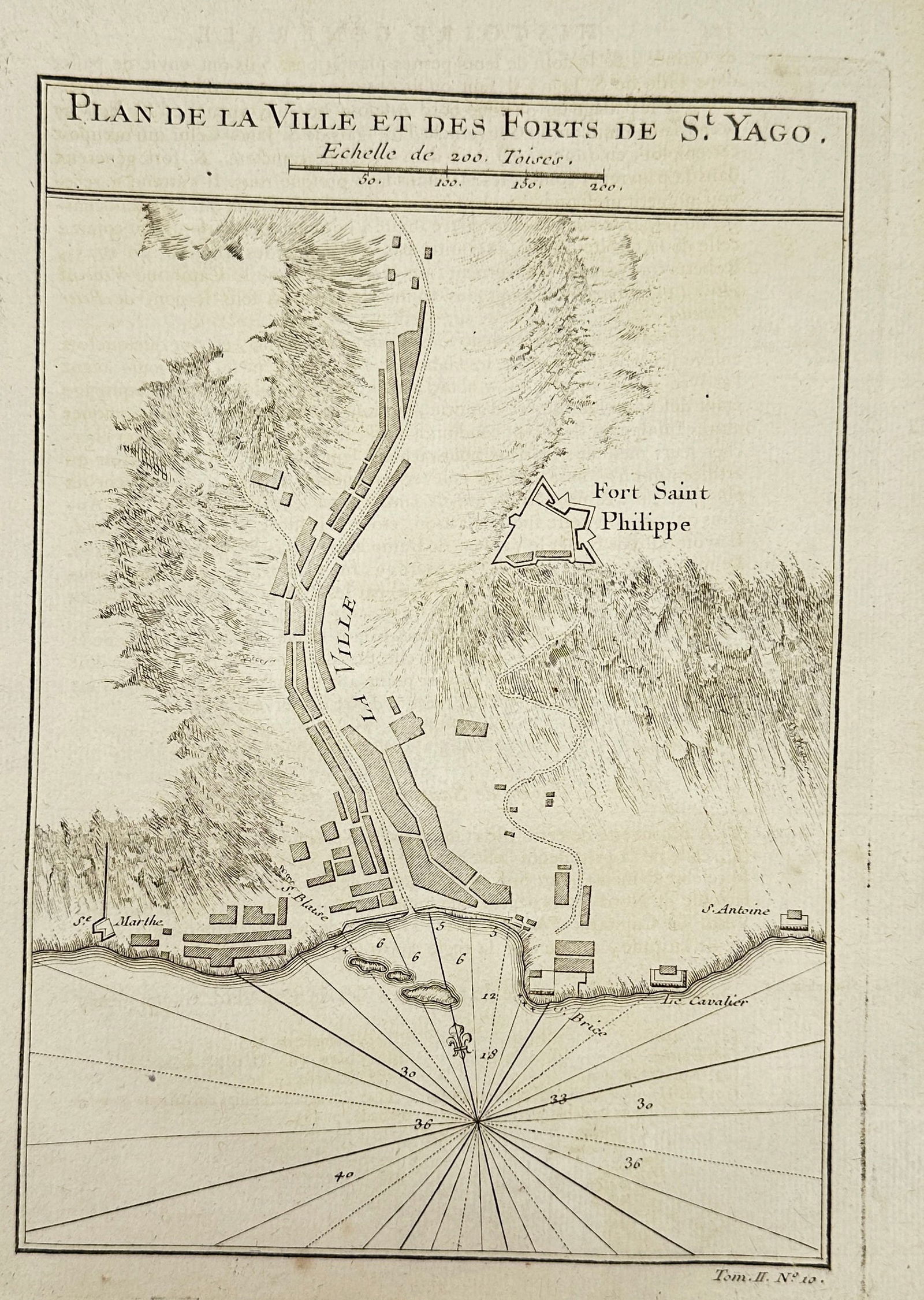 Jakob van der Schley – Map of the Forts and Town of St. Yago – Copperplate Engraving (1 of 3)