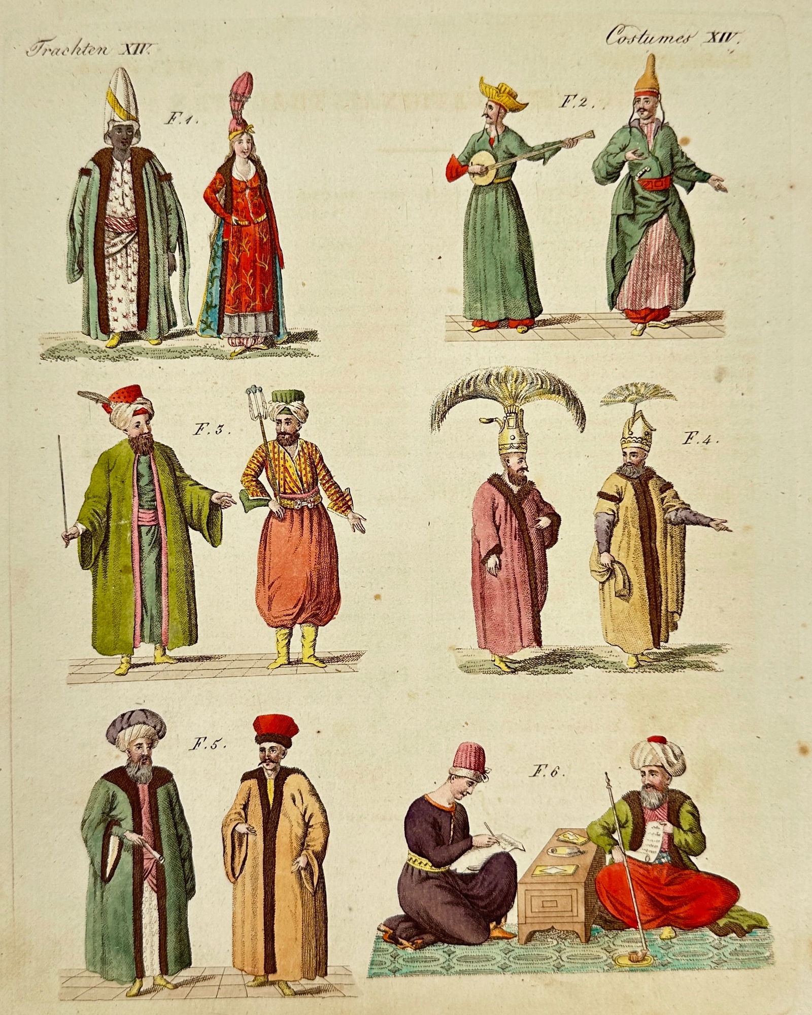 Friedrich Johann Justin Bertuch – Turkish Men and Their Costumes XIV – Hand-Colored Antique (1 of 3)