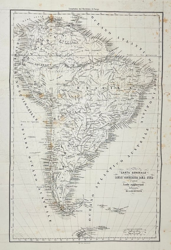 Auguste-Henri Dufour – Map of South America – Engraved Map – Mid-19th Century (1 of 3)