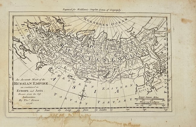 Thomas Bowen – Map of the Russian Empire in Europe and Asia – Copperplate Engraving (1 of 2)
