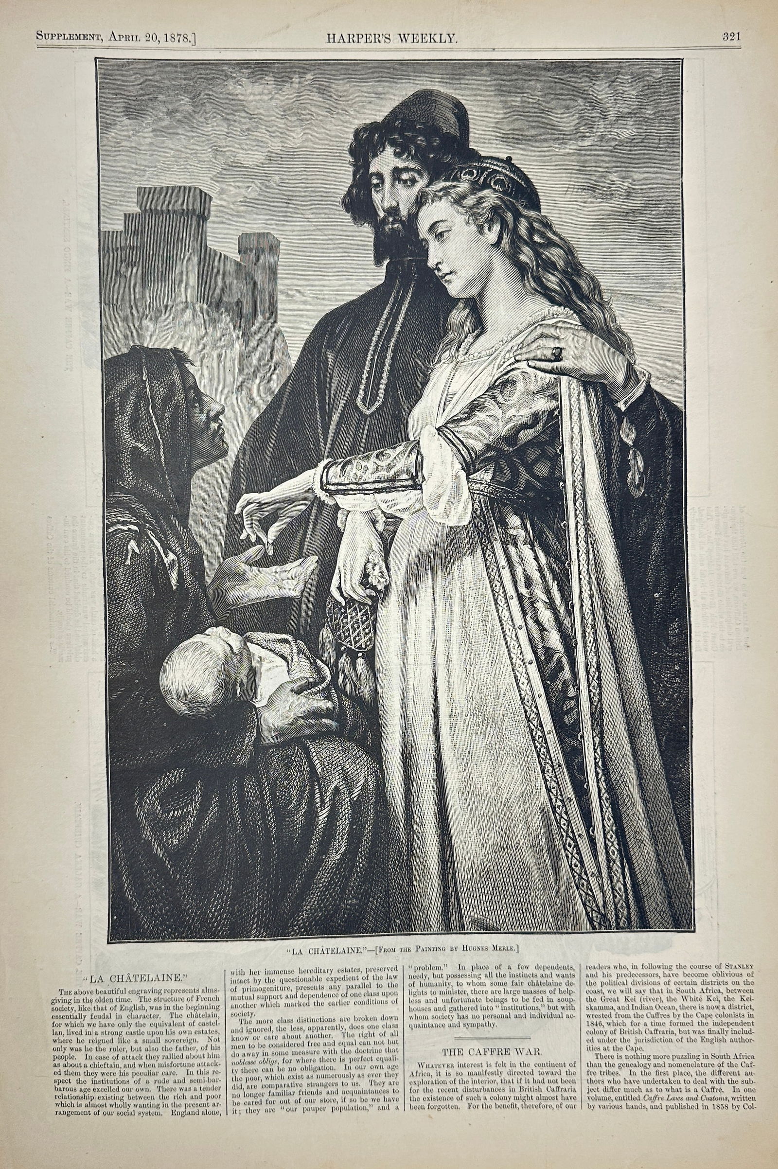 Harper’s Weekly – “La Chatelaine” after a Painting by Henri Motte – Original Wood (1 of 3)