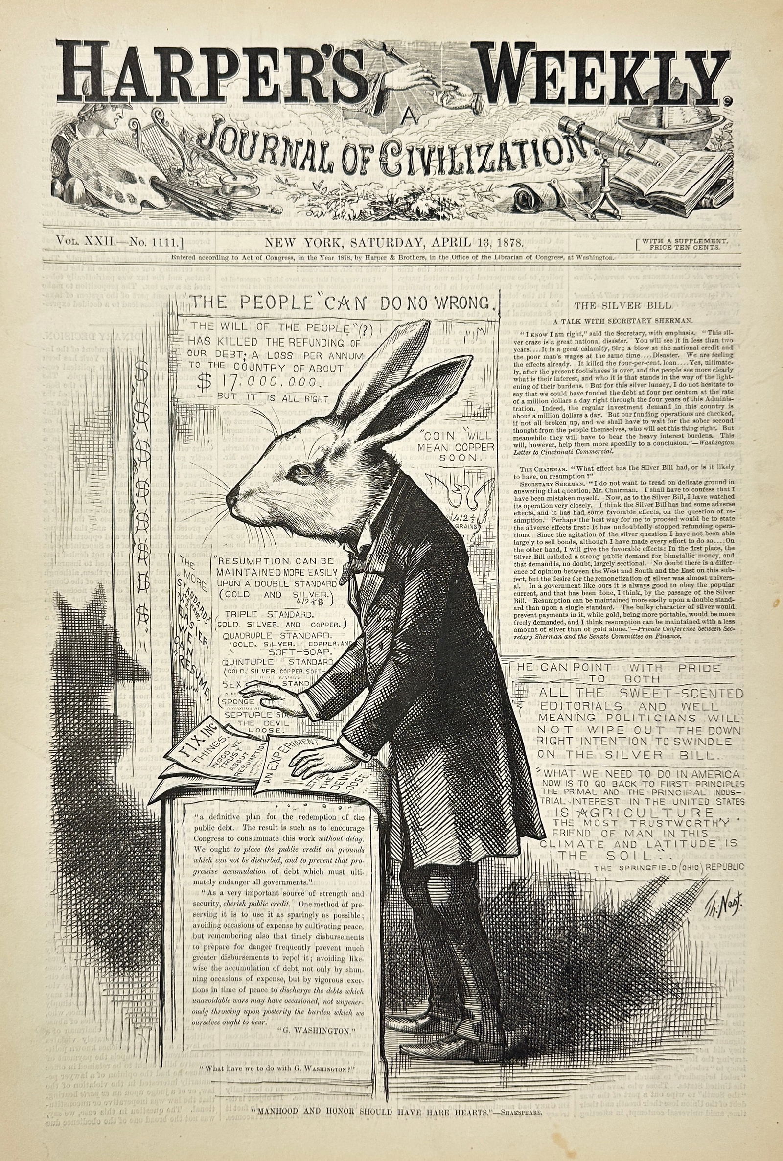 Harper’s Weekly – “The People Can Do No Wrong” – Political Cartoon by Thomas Nast (1 of 3)