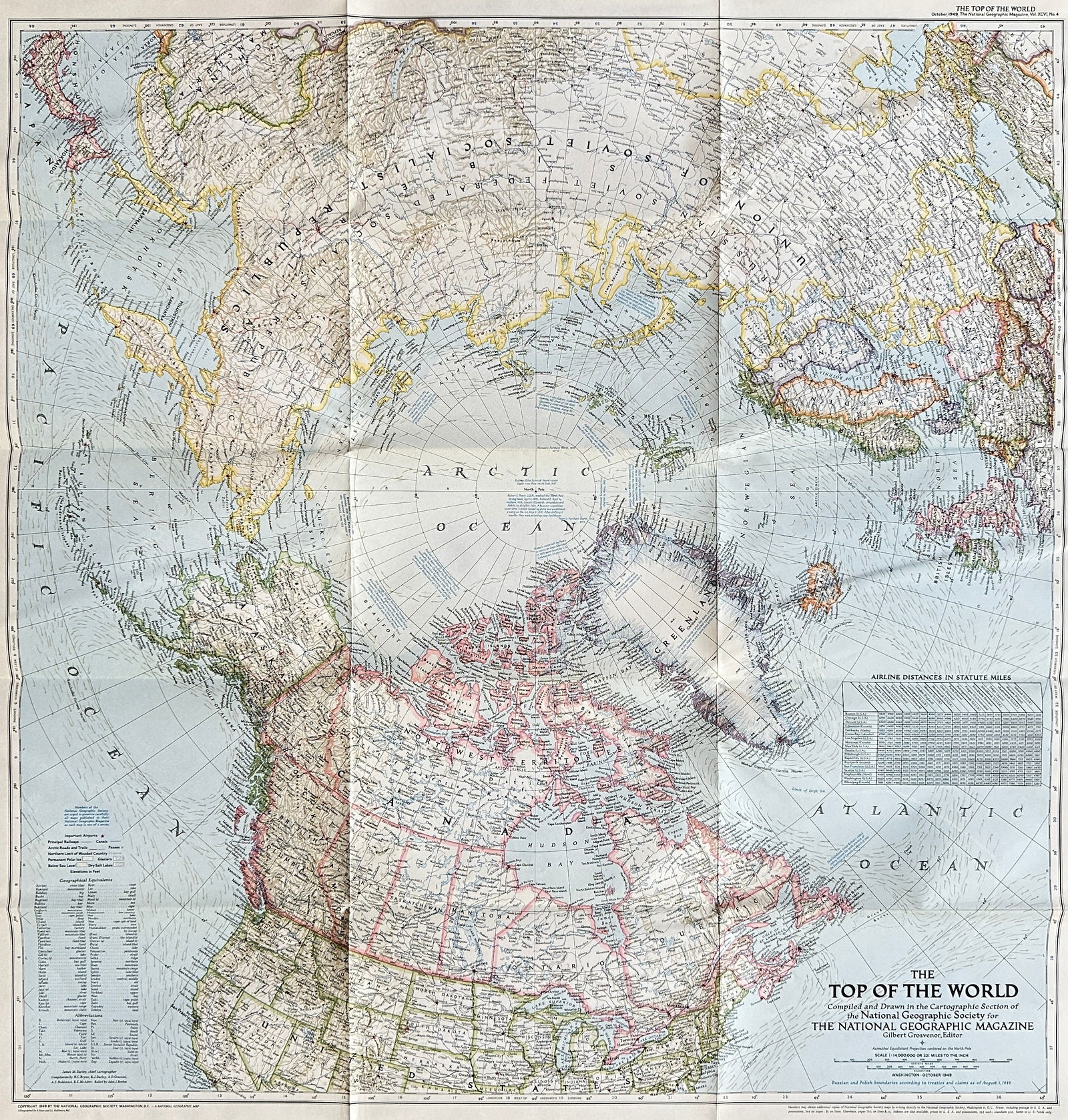 National Geographic Society – The Top of the World – Fold-Out Map – 1949 (1 of 3)