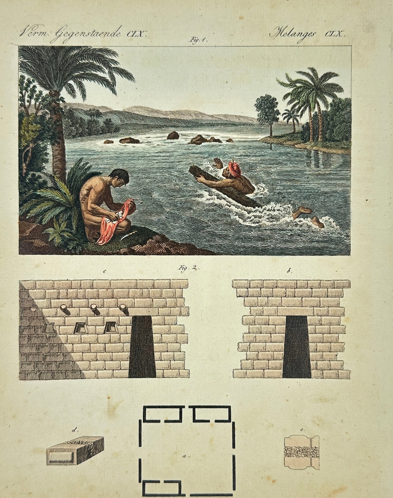 Friedrich J. Bertuch – South American Courier at Inca House – Hand-Colored Copper Engraving – (1 of 3)