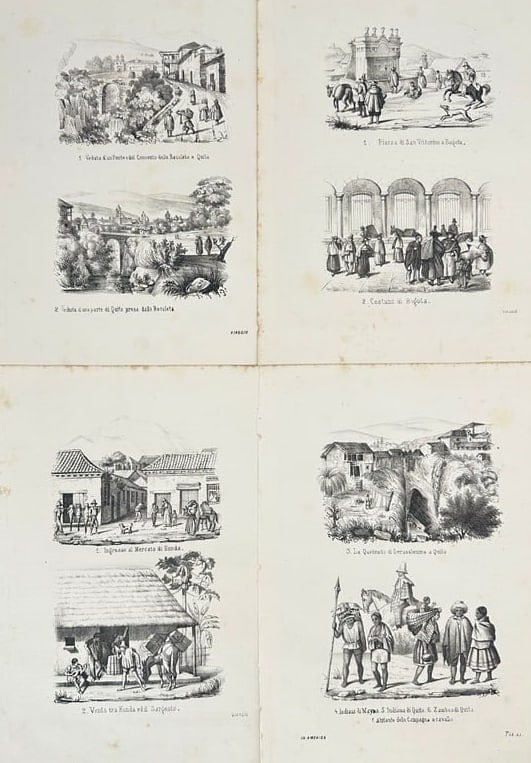 Alcide Dessalines d'Orbigny – Set of 4 Views and Street Scenes in Quito – Engraving (1 of 3)