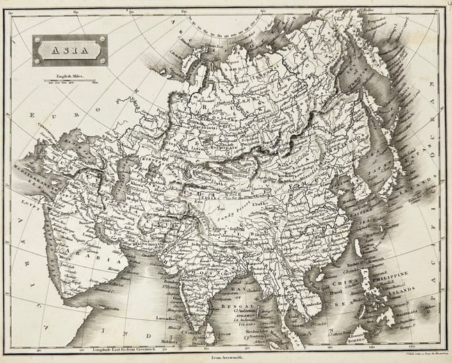 Aaron Arrowsmith – Map of Asia – Copperplate Engraving (1816): This finely engraved map of Asia was created by the eminent British cartographer Aaron Arrowsmith and published by A. Constable & Co. in Edinburgh in 1816. Spanning the full breadth of the continent, 