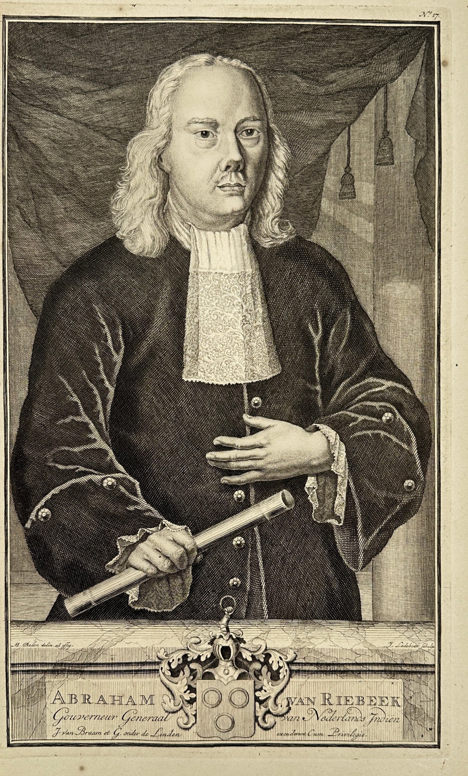 François Valentijn – Portrait of Abraham van Riebeeck – Copperplate Engraving (1726) (1 of 3)