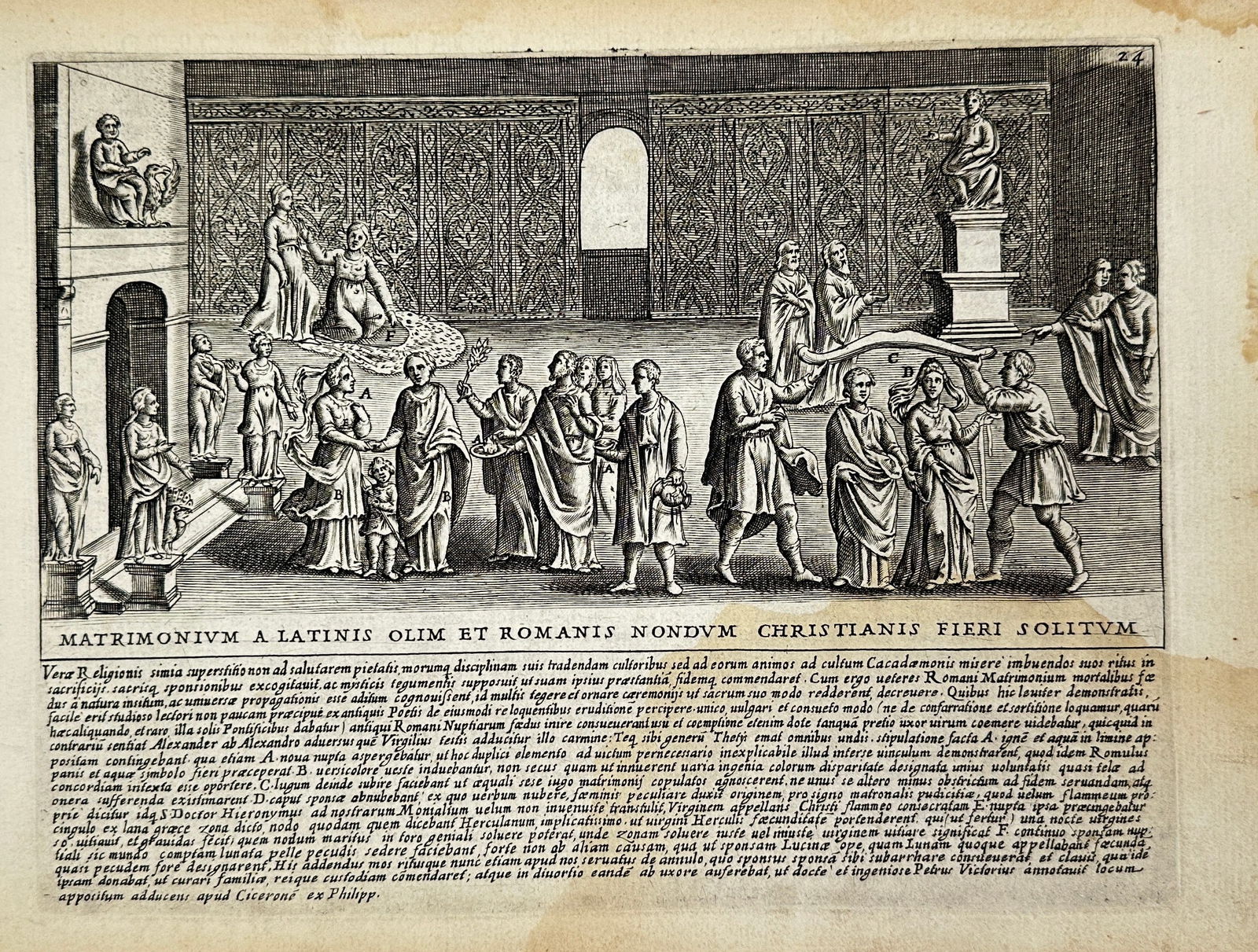 Giuseppe Gualdo after Giacomo Lauro – Roman Marriage Ceremony – Copperplate Engraving (17th (1 of 3)