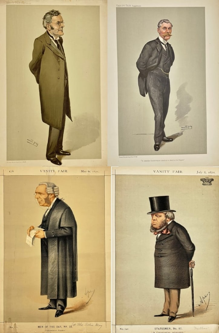 Carlo Pellegrini – Set of 4 Vanity Fair Caricatures – Chromolithographs – 1871–1900 (1 of 5)
