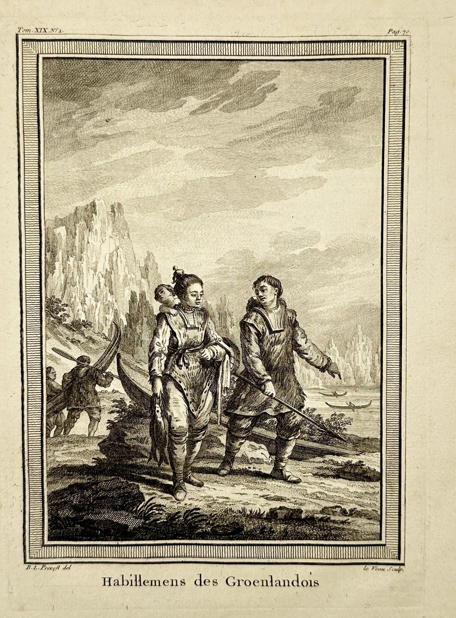 Jacques Grasset de Saint-Sauveur – Dress of the Greenlanders – Copperplate Engraving – 18th (1 of 3)