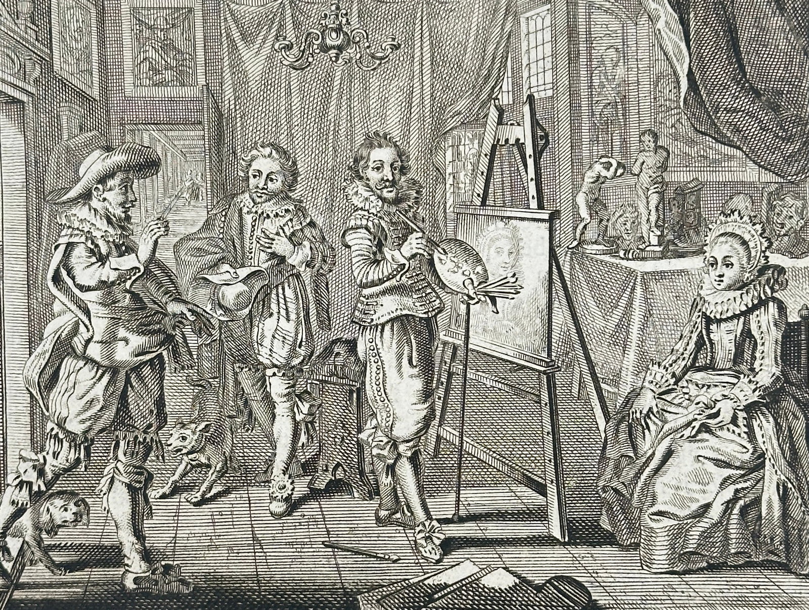 Jacob Cats – The Painter’s Studio – Original Engraving from Huwelyk (Marriage Book) – c. (1 of 3)