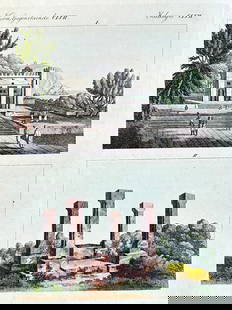 Friedrich Justin Bertuch  – Views of Ancient Indian Architecture from Kolanga (Plate CXII) -: This captivating hand-colored engraving, plate CXII (112) from Friedrich Justin Bertuch's influential "Bilderbuch für Kinder" (Picture Book for Children), features two distinct views of ancient archi