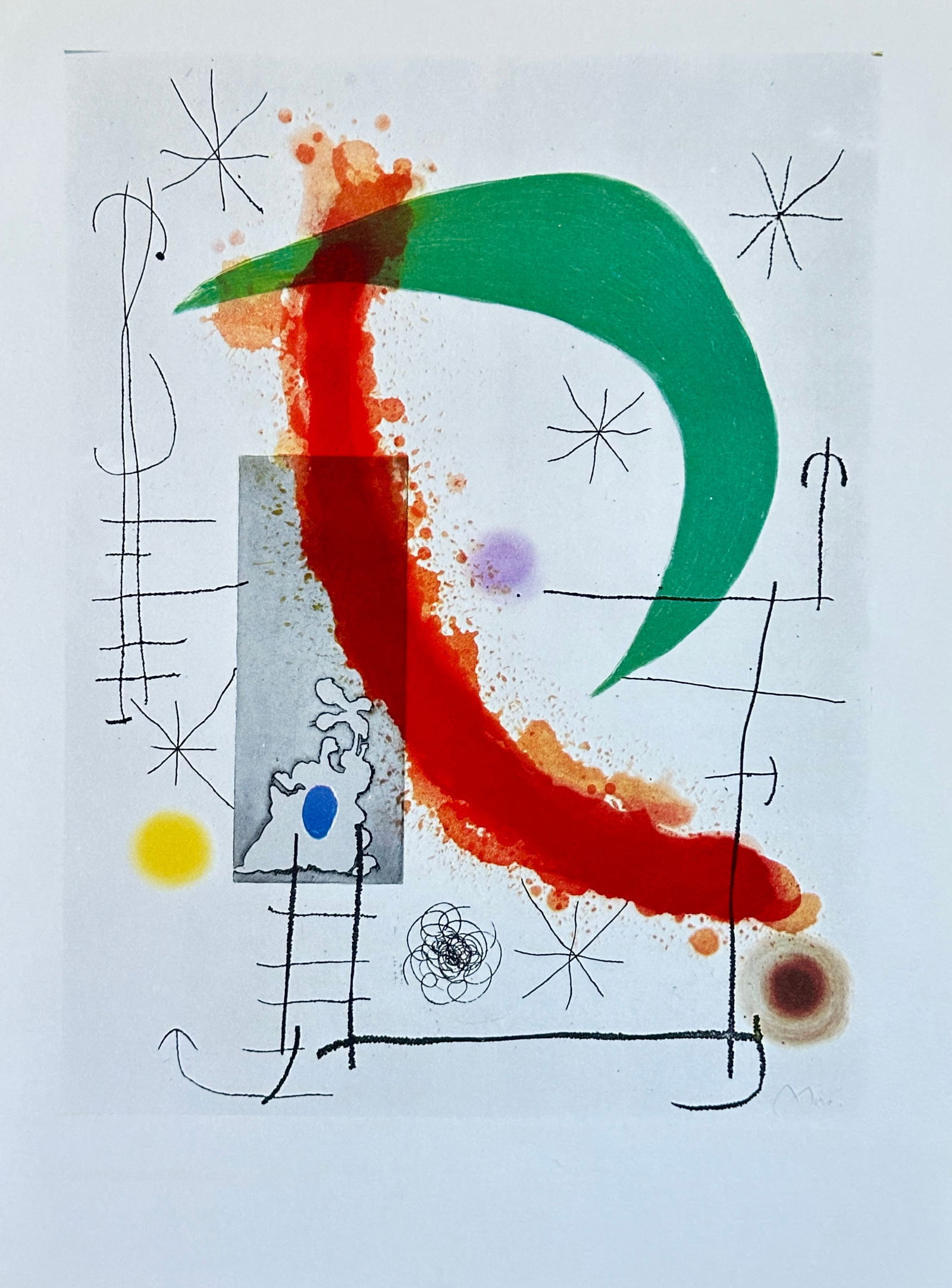 Joan Miró – Abstract Composition with Red and Green – Lithograph and Aquatint (1 of 3)