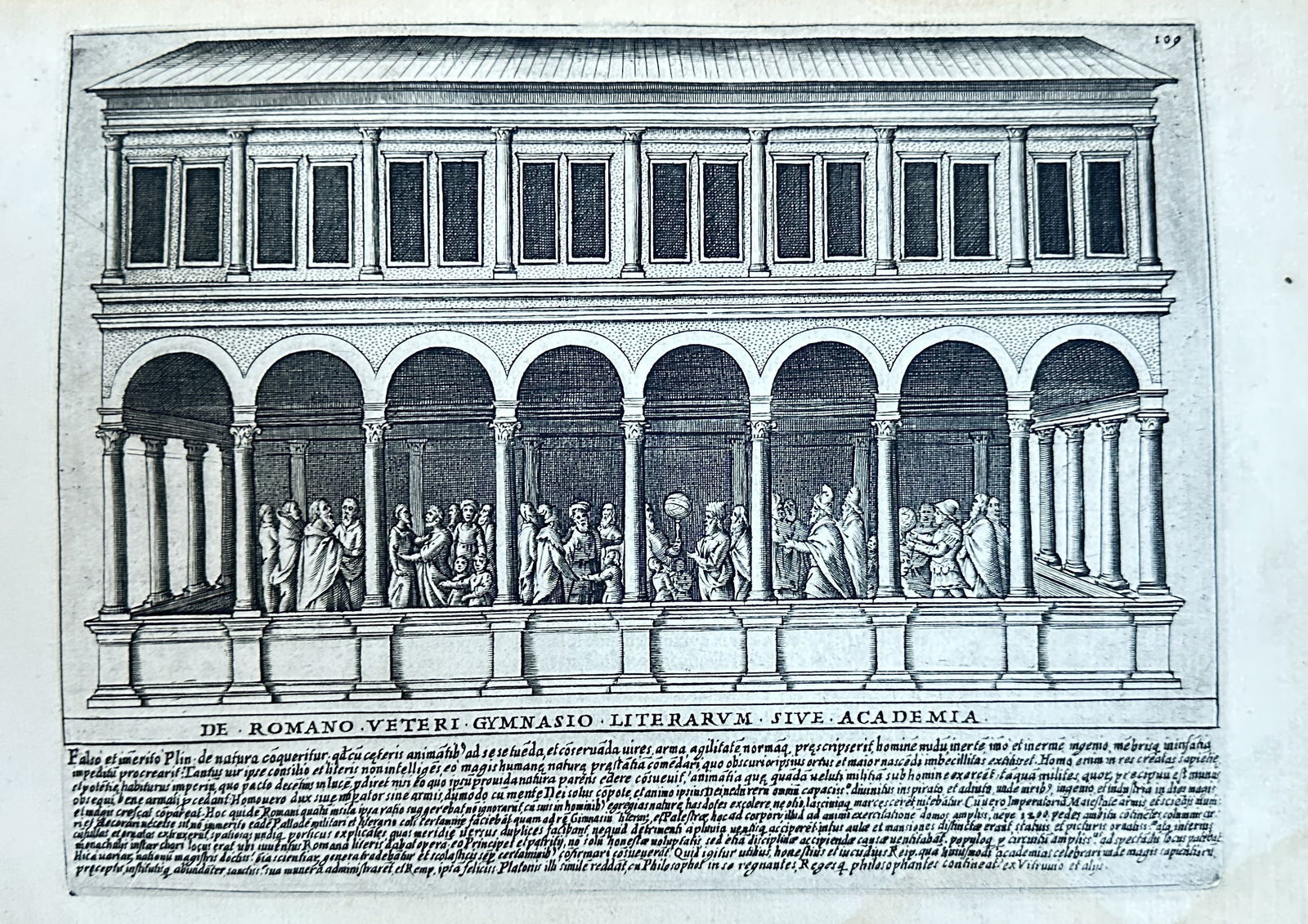 Giacomo Lauro – The Old Roman Gymnasium of Letters or Academy from "Antiquae Urbis Splendor" (1 of 3)