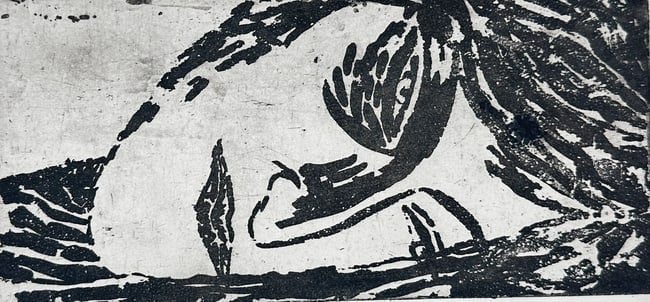 Unknown Artist – Expressionist Portrait Head – Woodcut or Linocut (1959) (1 of 3)