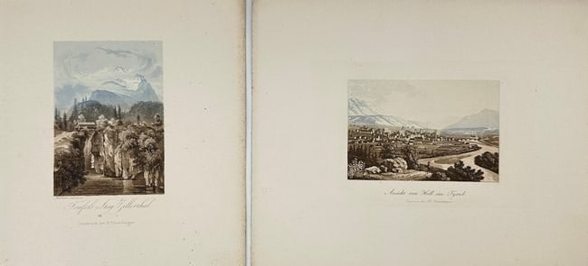 Anonymous – Set of 2 Hand-Colored Lithographs - Temple in the Zillertal & Hall in Tyrol (1 of 3)