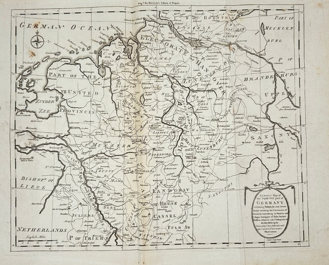 Emanuel Bowen – A Correct Map of the North-West Part of Germany – Engraving (Early 18th Century) (1 of 3)