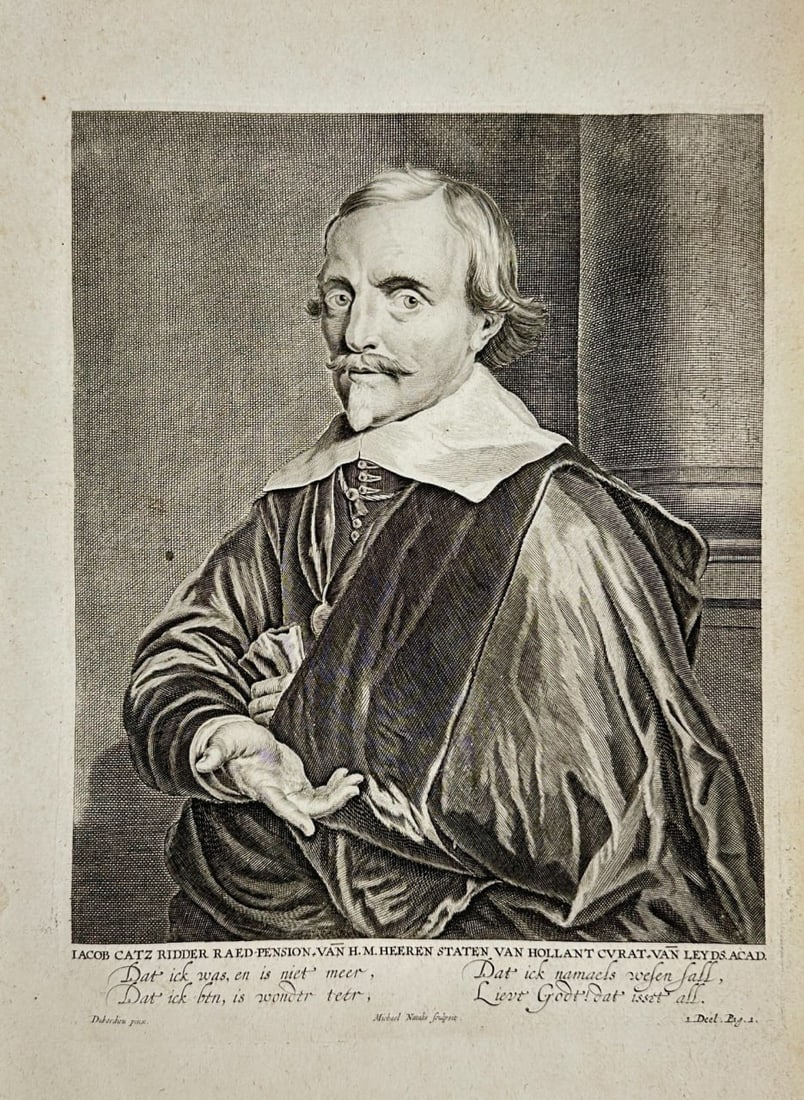 Jacob Cats (1577–1660) – Two portrait views – Copperplate Engraving (17th Century) (1 of 3)