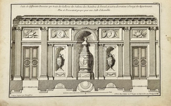 Jean-François de Neufforge – Decorative Elevation of a Royal Gallery Interior – Engraving (1 of 1)