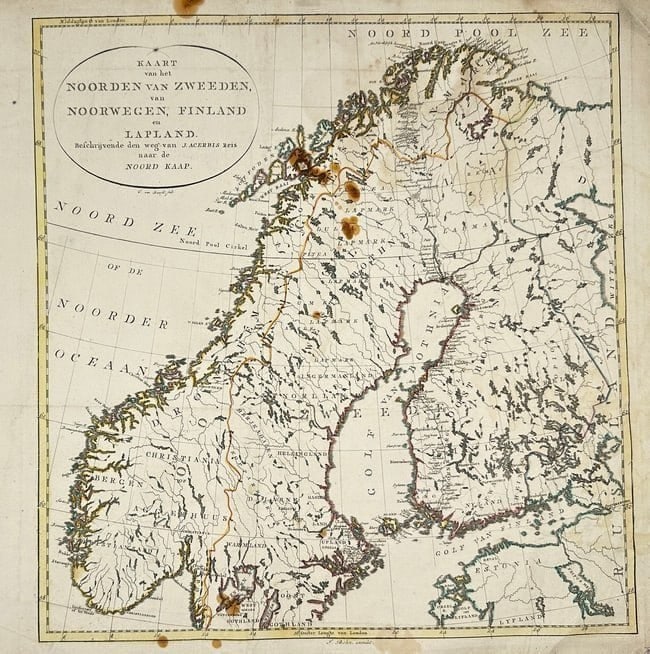 J. Acherbis – Map of Northern Sweden, Norway, Finland and Lapland: This finely engraved map titled Kaart van het Noorden van Zweden, van Noorwegen, Finland en Lapland presents the northernmost regions of Scandinavia, including Sweden, Norway, Finland, and parts of La