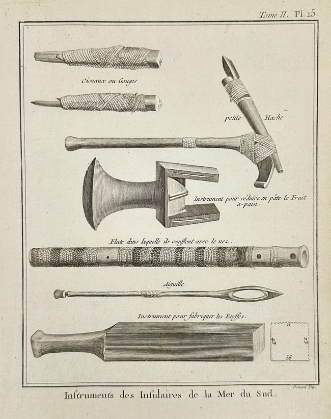 Robert Bénard – Outils traditionnels des îles du Pacifique Sud – Copperplate Engraving (1 of 2)