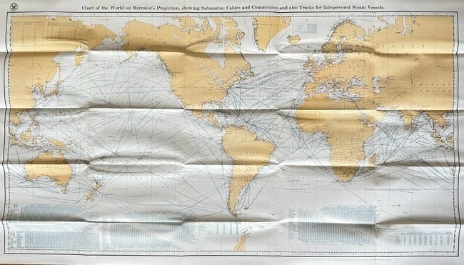 Anonymous – Chart of the World / Submarine Cables and Steamship Routes – Printed Map (1 of 2)