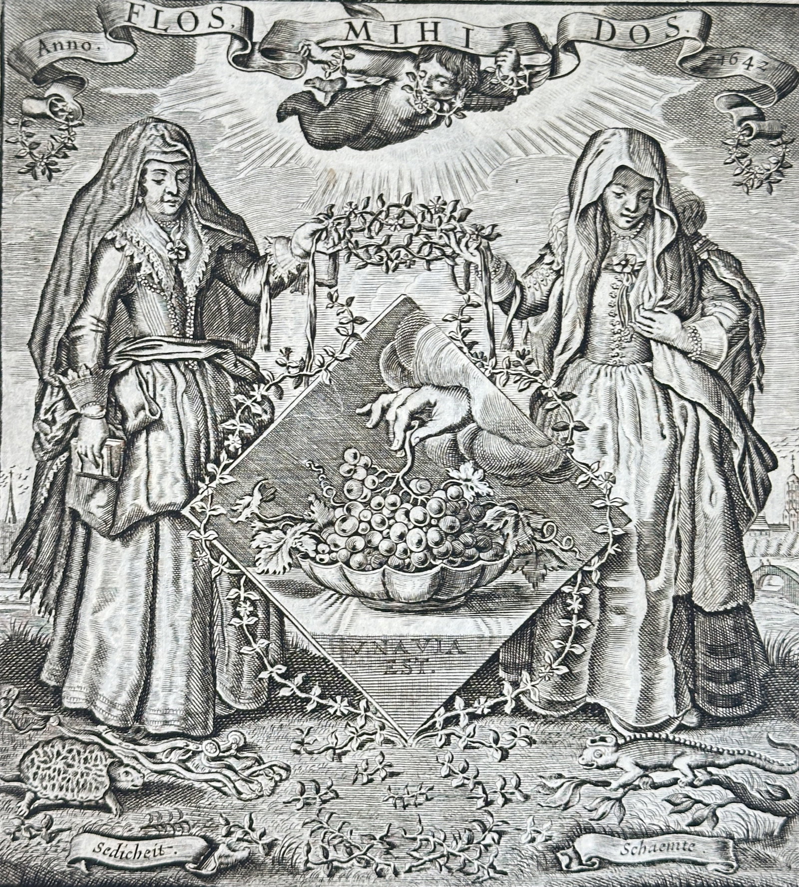 Crispijn van de Passe II (c. 1594–1670) – A Flower is My Dowry – Copperplate Engraving (1684) (1 of 3)