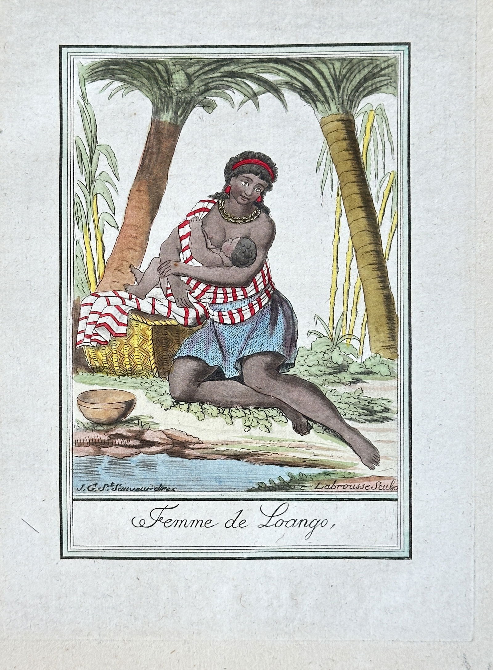 Jacques Grasset de Saint-Sauveur – Woman from Loango Breastfeeding a Child – Hand-colored (1 of 3)