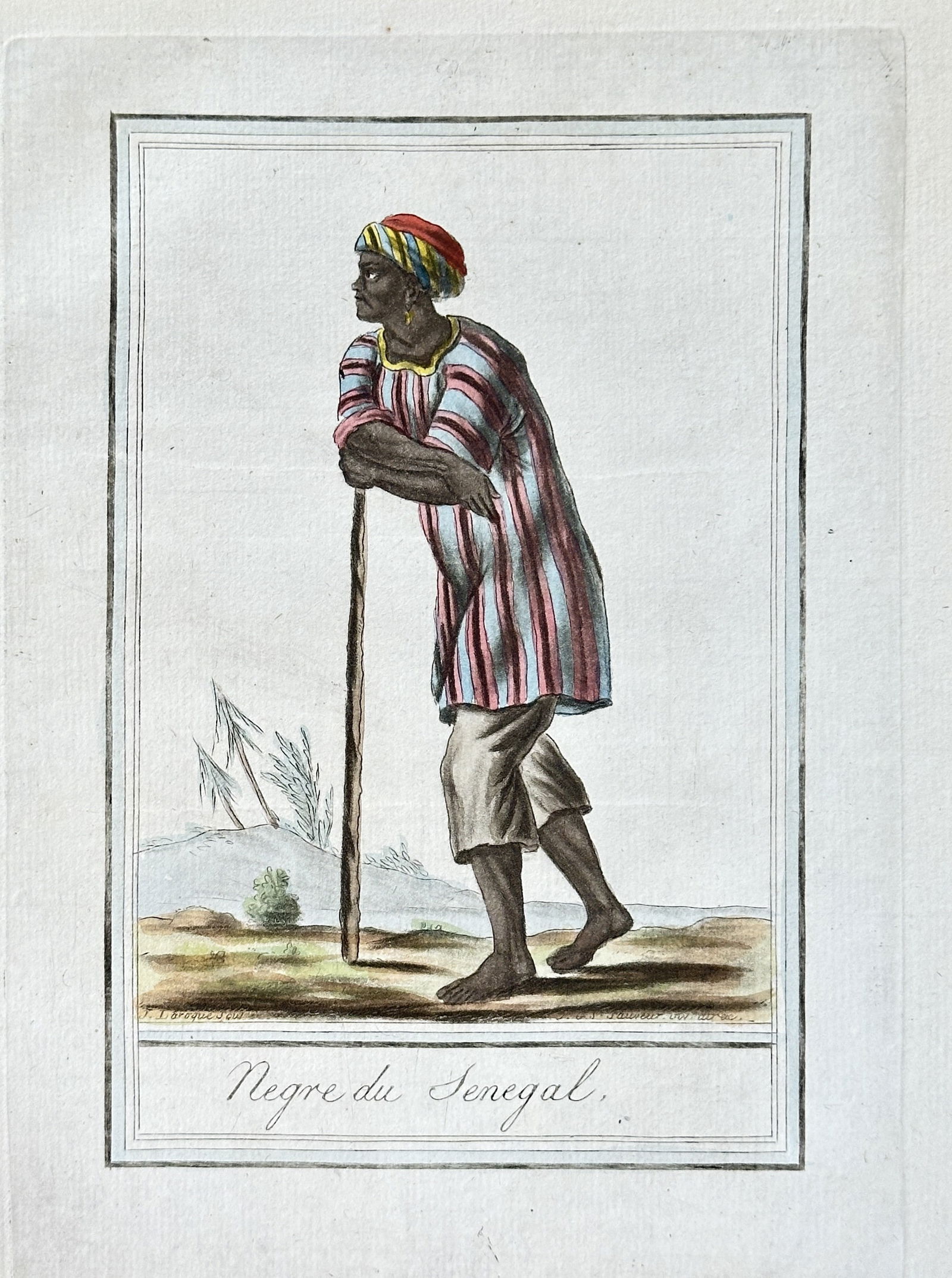 Jacques Grasset de Saint-Sauveur – Man from Senegal – Hand-colored Engraving (c. 1796-1803) (1 of 3)