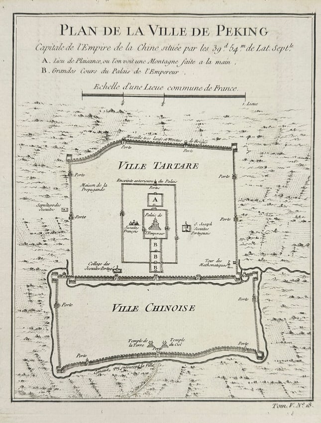 Jacques-Nicolas Bellin – Plan de la Ville de Peking – Original Engraving – 1748 (1 of 3)