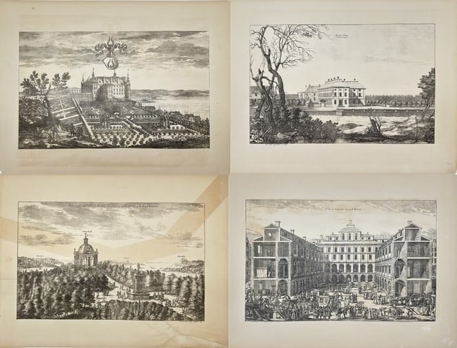 Erik Dahlberg – Set of 4 Castle and City Views – Karlberg, Ekolsund, Borgholm – Lithography (1 of 5)