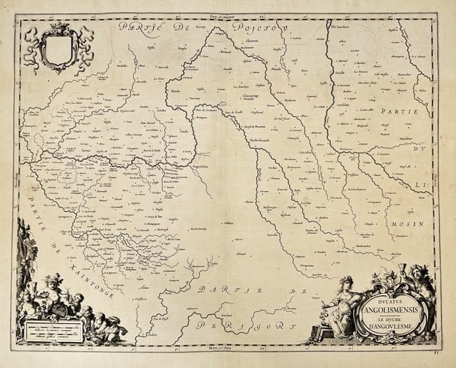 Melchior Tavernier – Map of Angouleme – Engraving (17th Century) (1 of 3)