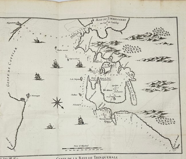 Jacques-Nicolas Bellin – Carte de la Baye de Trinquemale (Ceylon/Sri Lanka) – Original Engraving (1 of 3)