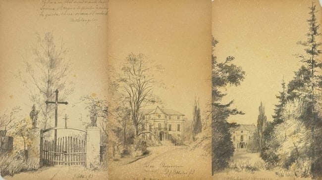 Unknown Artist – Set of 3 German Architectural Views – Pencil Drawings (1 of 4)