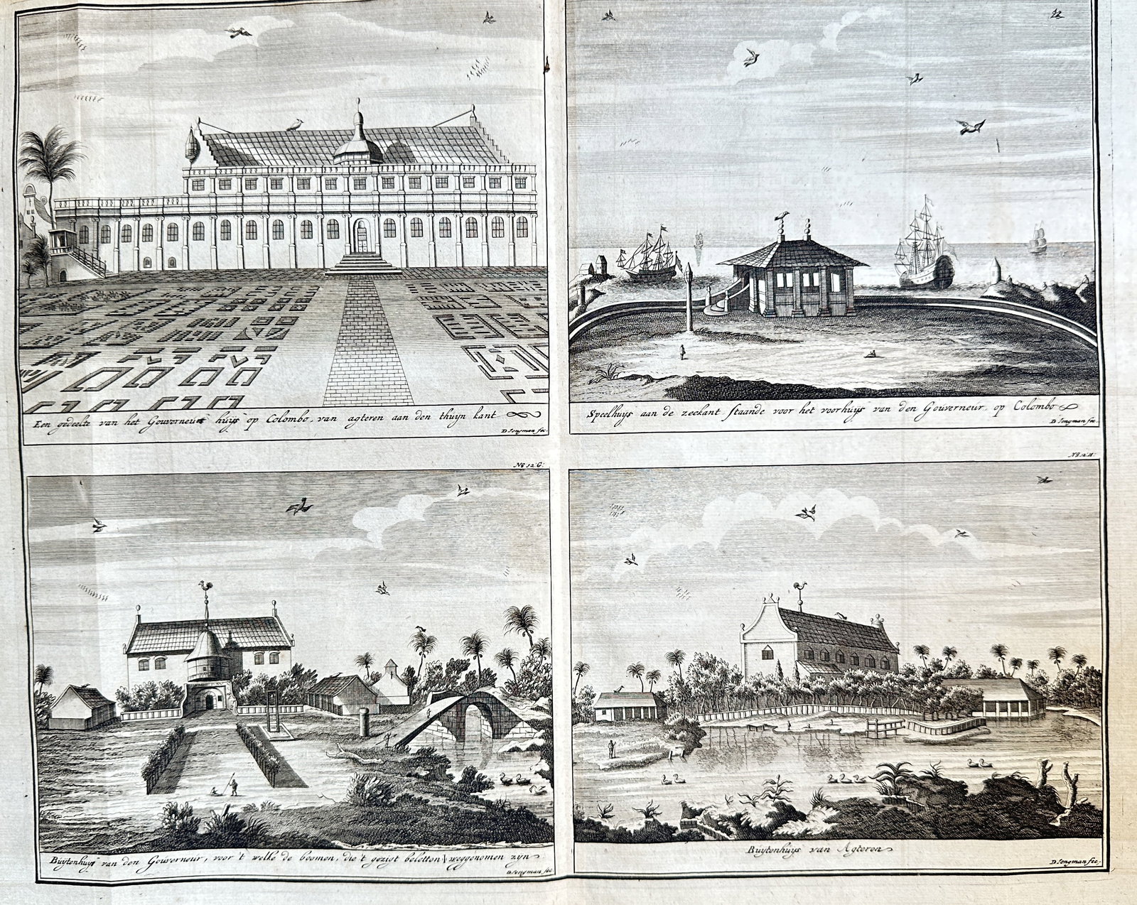 J. van Braam – Views of Dutch Colonial Ceylon (Sri Lanka) – Engraving (circa 1737-1750) (1 of 3)